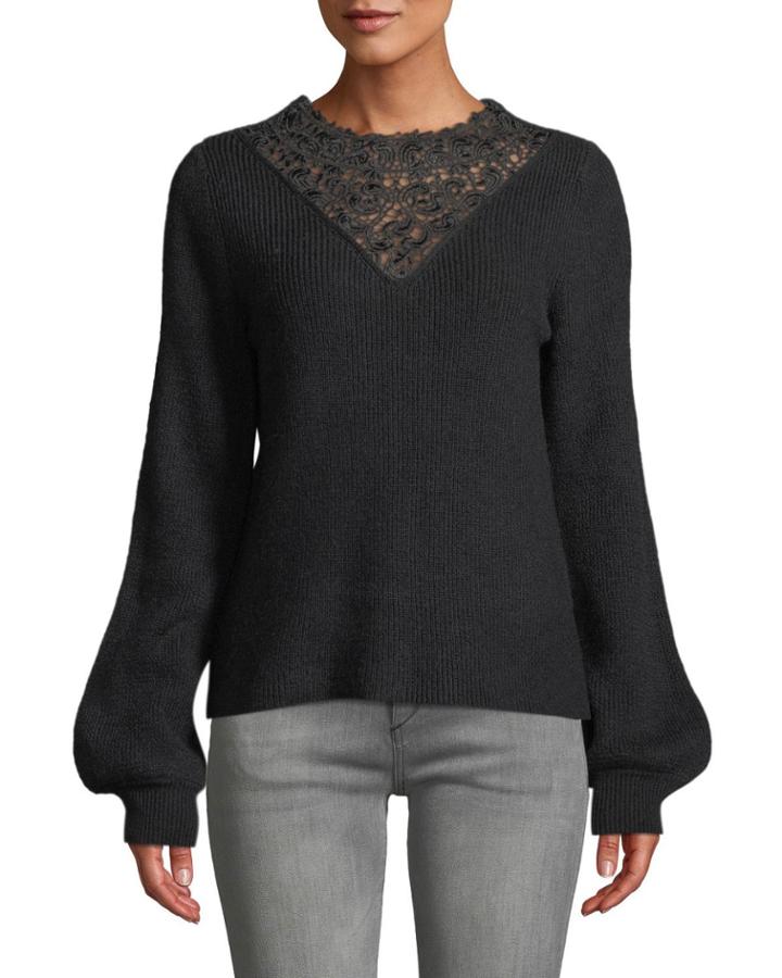 Lace Insert Balloon-sleeve