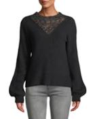 Lace Insert Balloon-sleeve