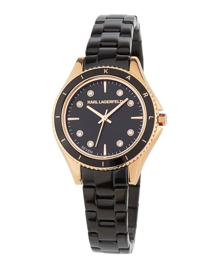 32mm Janelle Crystal Watch W/ Bracelet, Gold/black