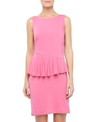 Laundry By Shelli Segal Asymmetric-peplum Jersey Dress, Neon Pink