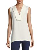 Salvatill Sleeveless Silk Top, Ivory