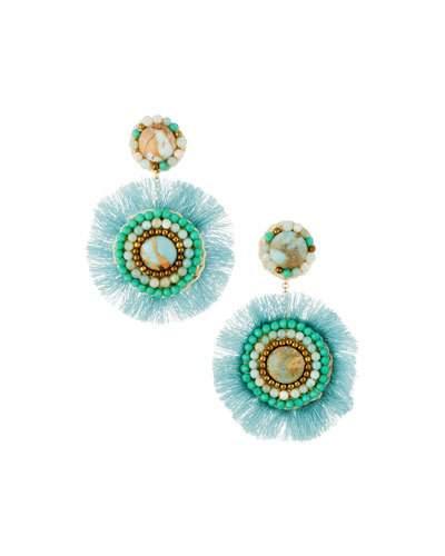 Amazonite Fringe Circle Earrings