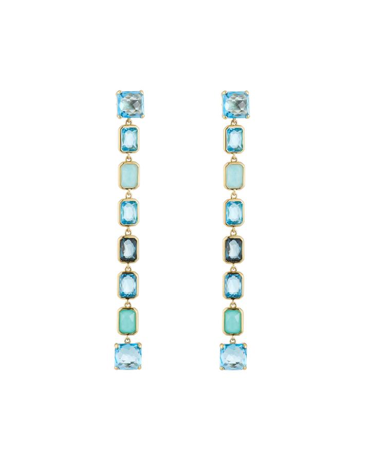 18k Gold Rock Candy 8-stone Drop Earrings In Waterfall