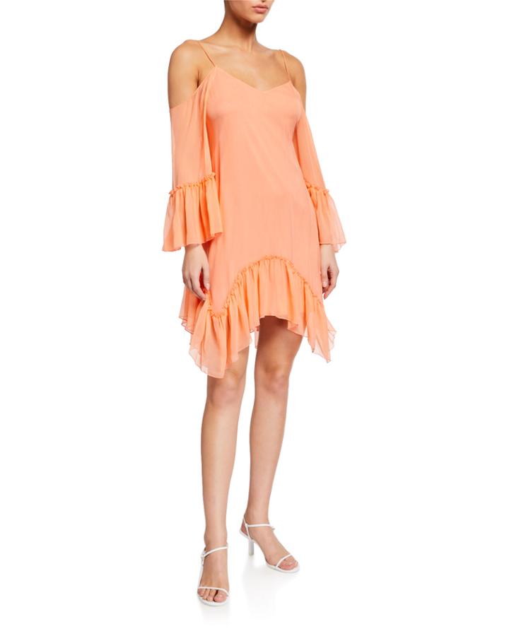 Ilaria Ruffled Cold-shoulder Dress