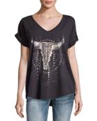 Short-sleeve Longhorn Graphic Tee, Black