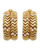 Estate 18k Yellow Gold Spiga Diamond Hoop Earrings