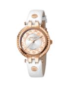 40mm Contrast Logo Watch W/ Leather Strap, Rose/white