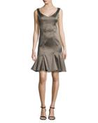 Sleeveless Jacquard Flounce Dress