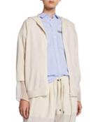 Monili-beaded Sheer-sleeve Hooded