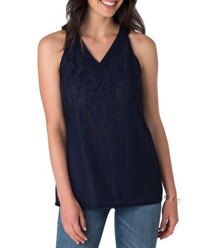 Lace Halter-neck Top, Navy