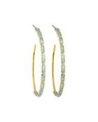 18k Gold Rock Candy Gelato #4 Hoop Earrings In Milky Aquamarine