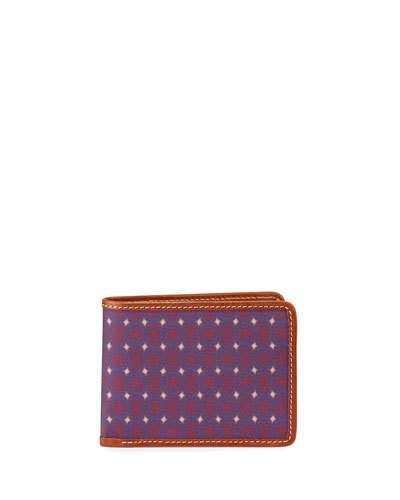 Printed Leather Trim Flip Wallet, Purple