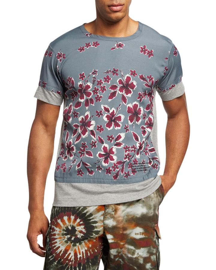 Men's Floral-print Jersey/ricamo T-shirt