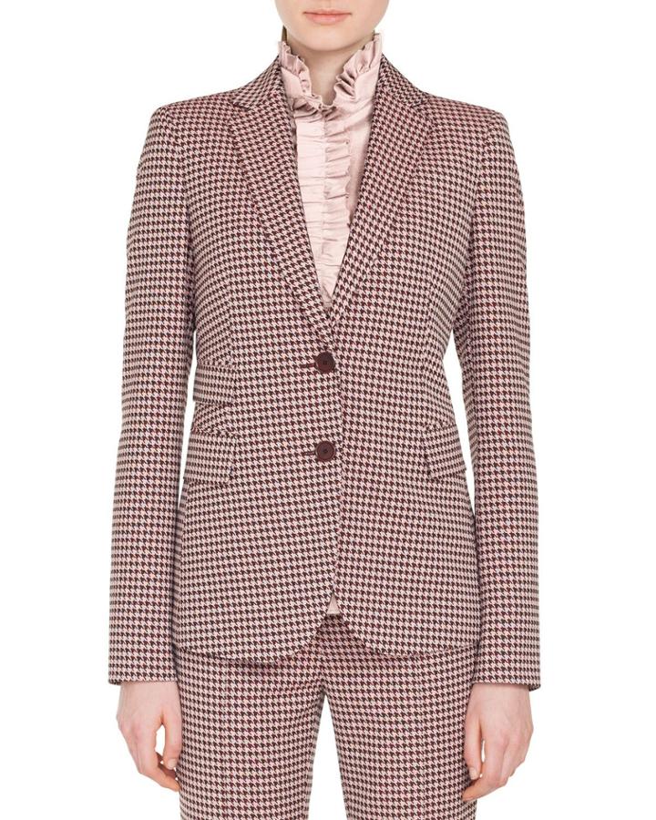 Two-button Houndstooth Jersey Blazer
