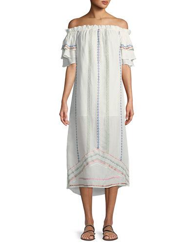 Off-the-shoulder Embroidered