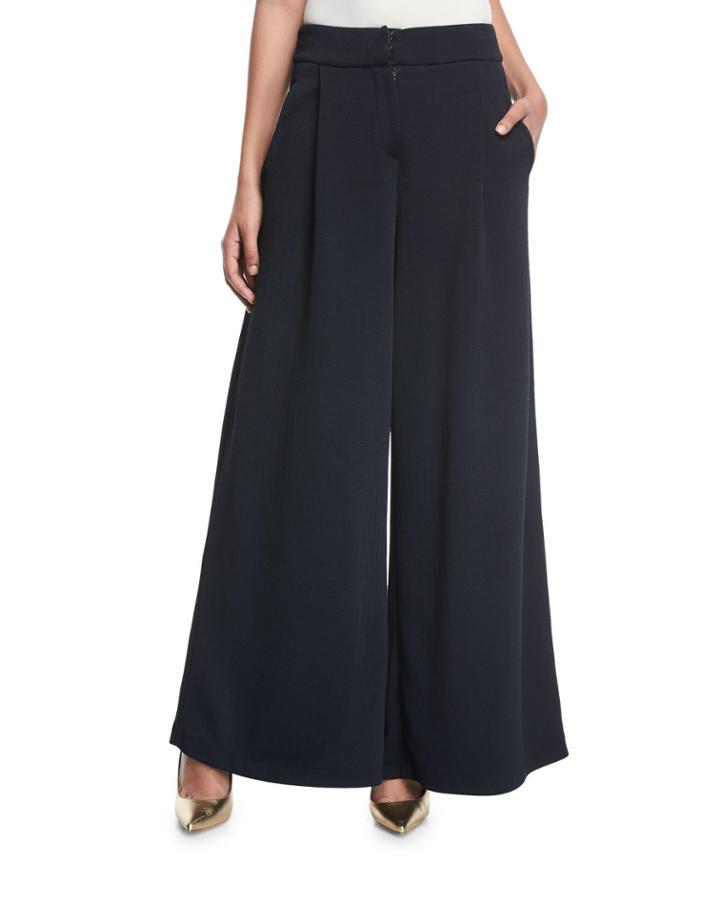 Mid-rise Wide-leg Chevron Knit Jacquard Pants