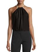 Halter-neck Top W/ Crossover Chain Back
