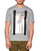 Palm Tree Graphic Short-sleeve Melange T-shirt, Gray
