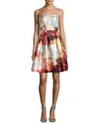 Meteor Jacquard Strapless Fit & Flare Cocktail Dress,