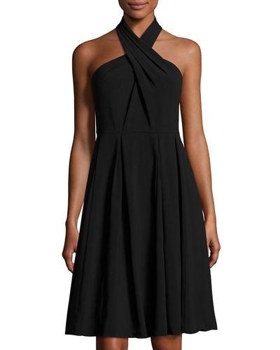 Crisscross Sleeveless Flared Ponte Dress