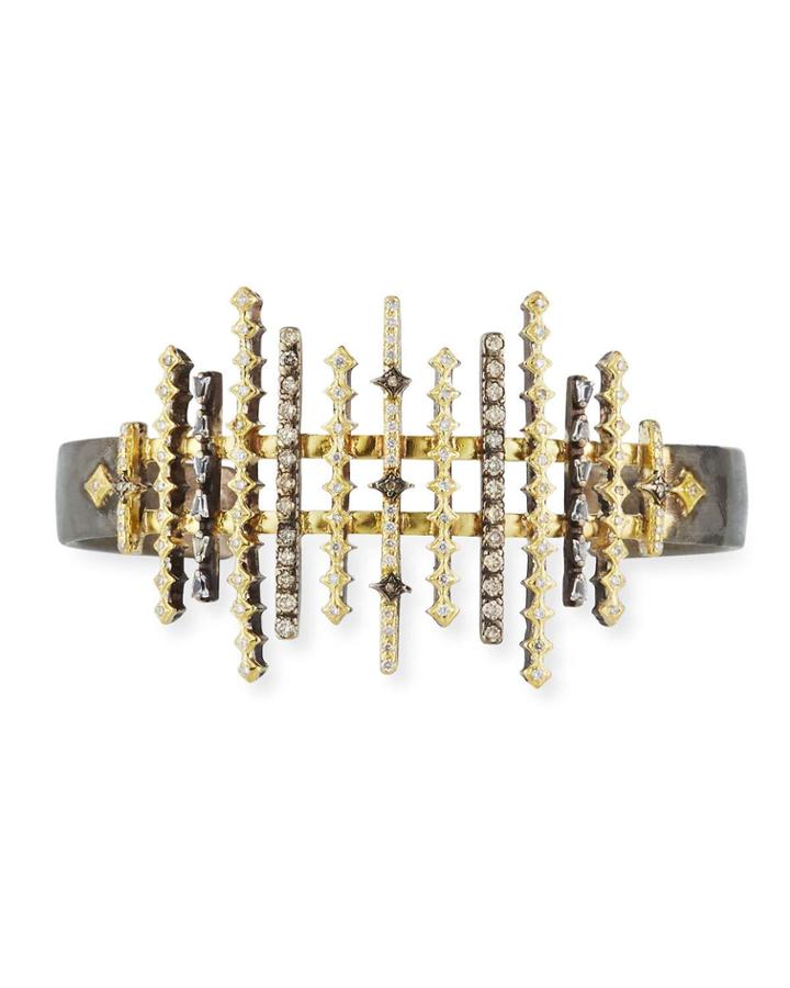 Old World Sapphire & Diamond Stacked Crivelli Bar Cuff