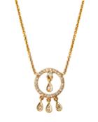 14k Diamond Circle & Teardrop Pendant Necklace
