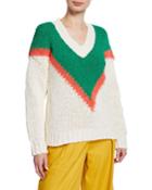 Chevron Pattern V-neck Crochet
