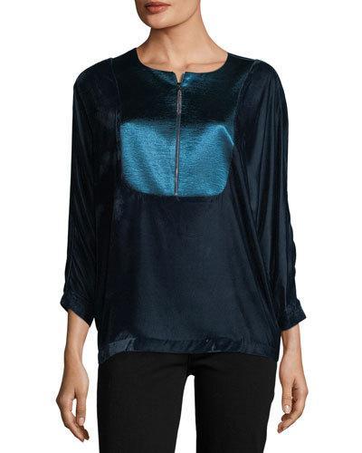 Velvet & Satin Zip Tunic