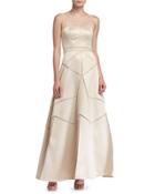 Satin Fit & Flare Illusion Gown