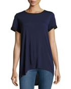 Rolled-sleeve High-low Tee, Blue