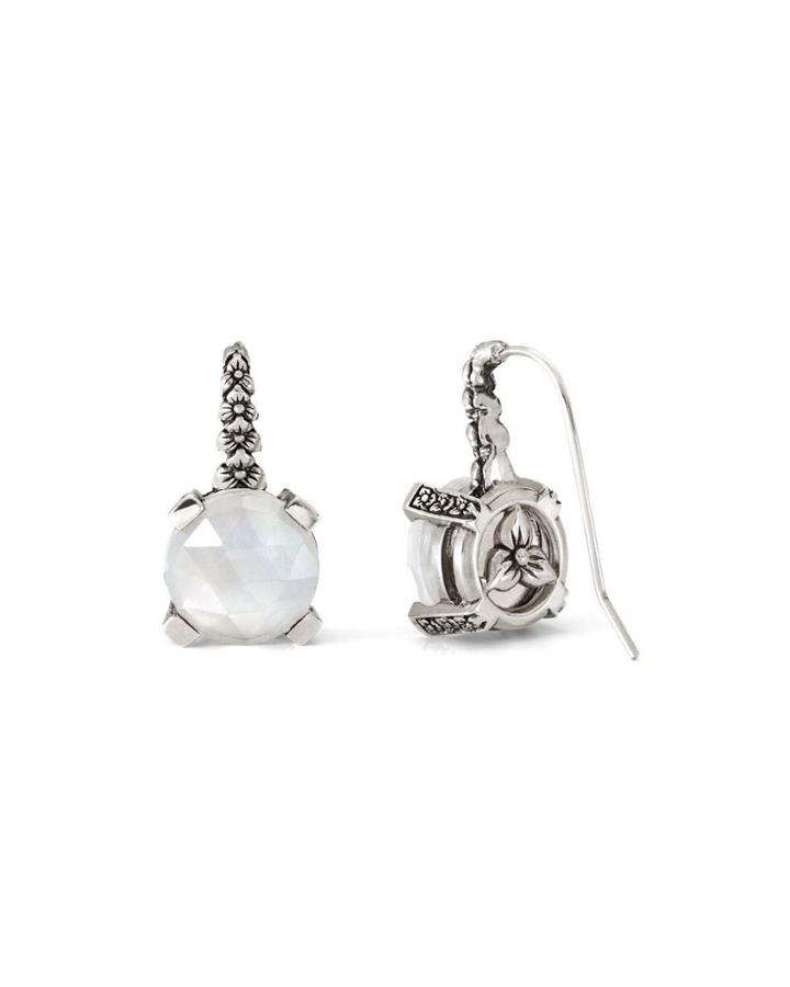 Gray Crystal Quartz Floral Drop Earrings