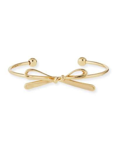 Polished Open Bow Bangle Bracelet, Gold