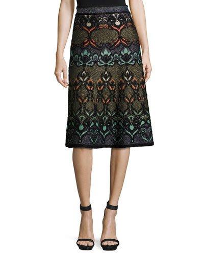 Lurex&reg; Floral-jacquard A-line