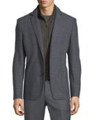 Wool-blend Plaid Bib Blazer, Blue