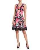 Floral-print Stretch Fit-and-flare Dress