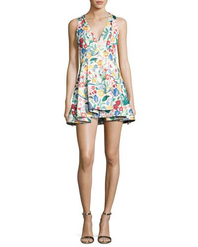 Tanner Asymmetric Floral Cocktail Dress,