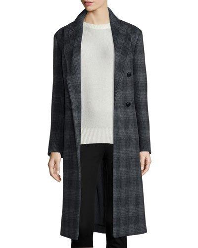 Osborne Plaid Wool-blend Coat, Coal