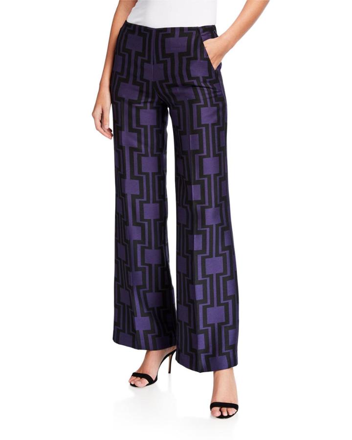 Block Geo Jacquard Wide-leg Pants