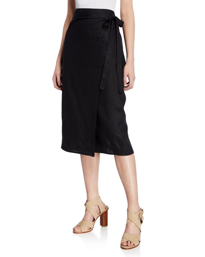 Linen Wrap Skirt W/
