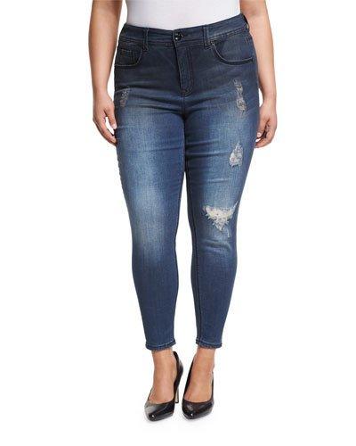 Triple-needle Destroyed Pencil Jeans,