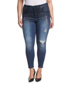 Triple-needle Destroyed Pencil Jeans,