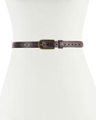 20mm Skinny Laser-cut Leather Belt, Brown