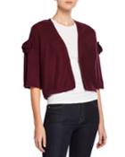 Bow-sleeve Open-front Cropped Cardigan