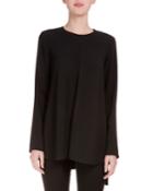Long-sleeve Side-tie Crepe Blouse