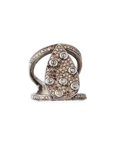 Champagne Diamond Double-band Cocktail Ring,