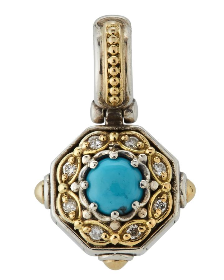 Hermione Turquoise Pendant W/ Diamonds
