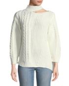 Cold-shoulder Asymmetric Cable-knit