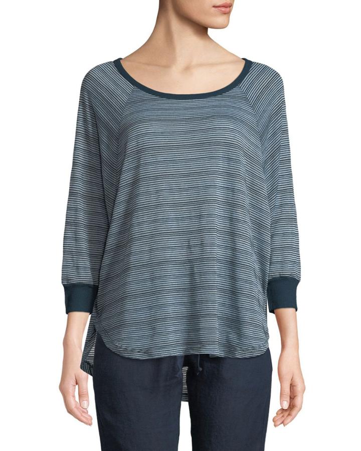 3/4-sleeve Burnout-stripe Tee