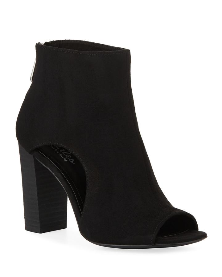 Fable Microsuede Peep-toe Booties