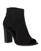 Fable Microsuede Peep-toe Booties